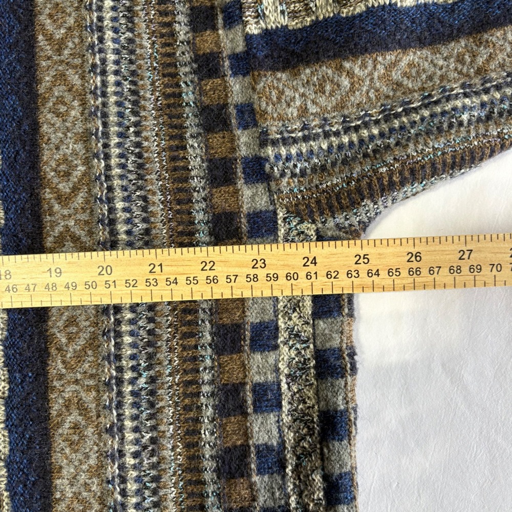 Norm Thompson Knit Sweater XL Blue Grey Geometric Made in Italy Crewneck - Picture 5 of 10